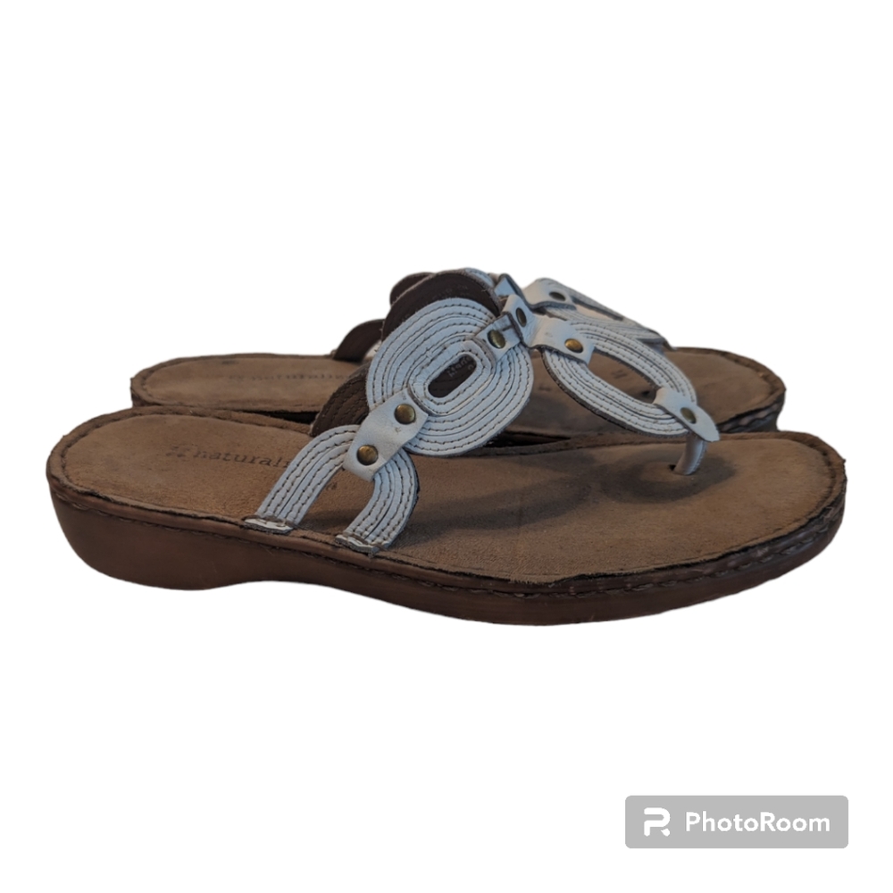 Naturalizer Chesna White Flip Flops Sandals Leather Women's 7.5M